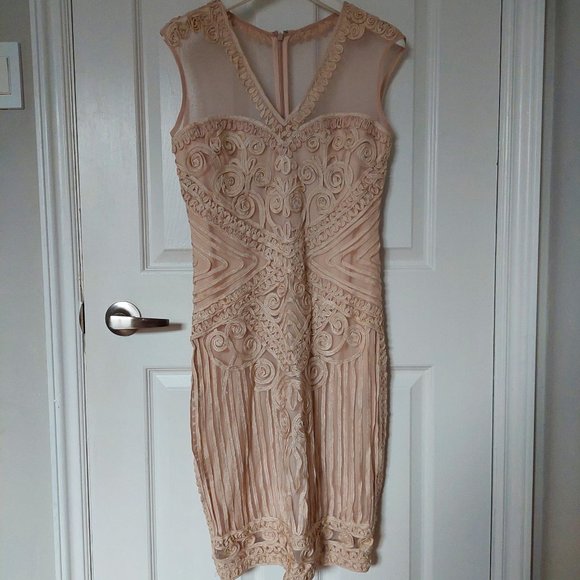 JS Collection Women's Embroidered Midi Sheath Dress, Rosegold, Size 8 - Picture 2 of 10